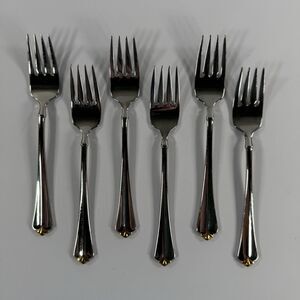 Oneida GOLDEN JUILLIARD Cube Set of 6 Salad Fork Stainless Flatware FREE SHIP